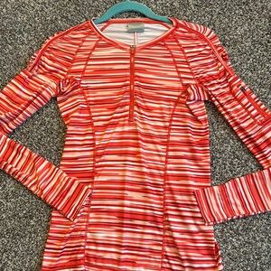 ATHLETA UPF Pacifica 1/2 Zip Stiped Pullover small